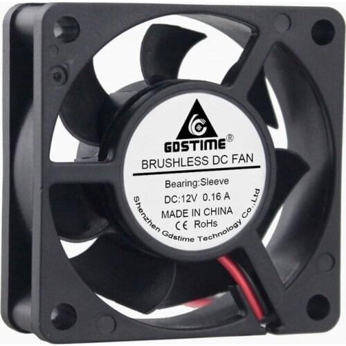 Gdstime 5 Pieces 2Pin Plug 60mm x 20mm DC 12V Sleeve PC CPU Case Cooling Fan Cooler 60mmx60mmx20mm 6020