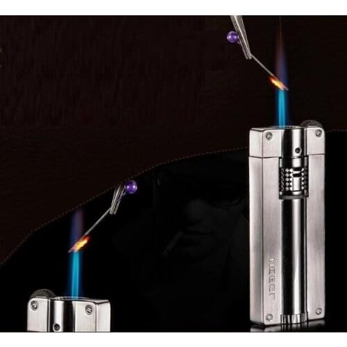 Jobon direct fire ignition windproof jet flame gas lighter. gift box
