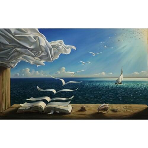 The waves book sailboat for Salvador Dali Diamond Painting Full Square Round Diamond Embroidery Mosaic Cross Stitch Needleworks