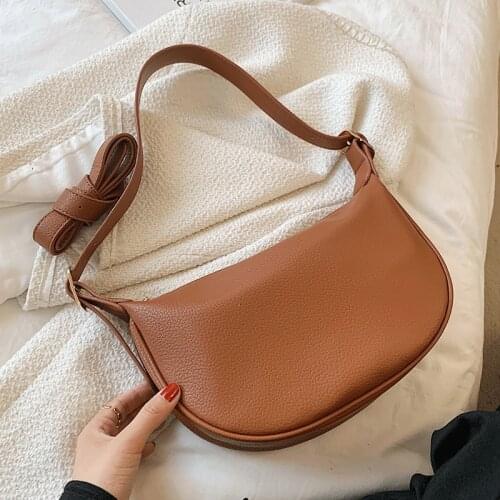 Brown Vintage Soft Leather Shoulder Bag for Women High Quality Lady Casual Handbags Sac Female Hobos Bags Designer Crossbody Bag