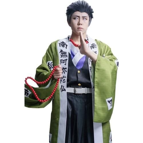 Anime Demon Slayer Cosplay Costume Kimetsu no Yaiba Himejima Kyoumei Kimono Women Men Halloween Costumes full set with accessory