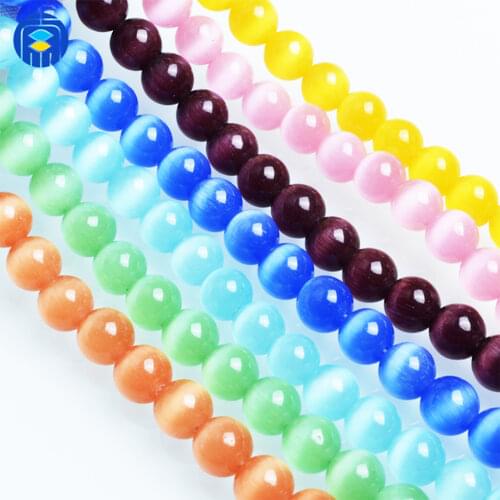 6/8/10MM White/Pink/Purple 5AAA Round Mexican Opal Bead Natural Cat Eye Beads for Making Jewelry Free Shipping