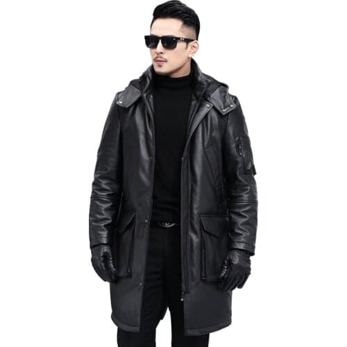 Men Leather Jackets 2021 New Winter Casual Hooded Coat Male Business Long Thick Warm Plus Size Outerwear