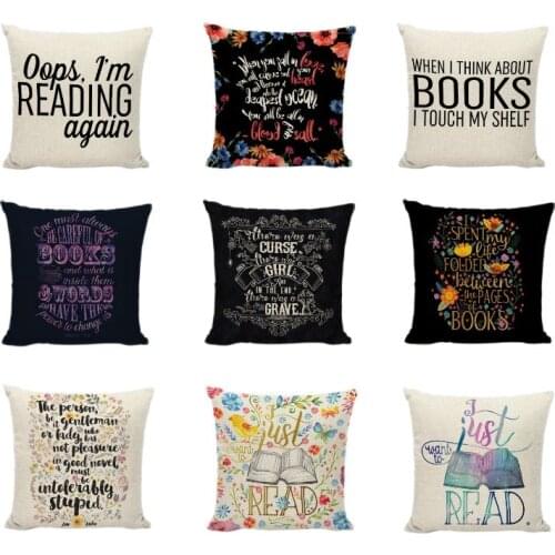 Square Pillowcase LOVE Only Book Side Pillow Case Cotton Linen Valentines Gift Wedding Throw Cushion Covers I Want To Bookstore