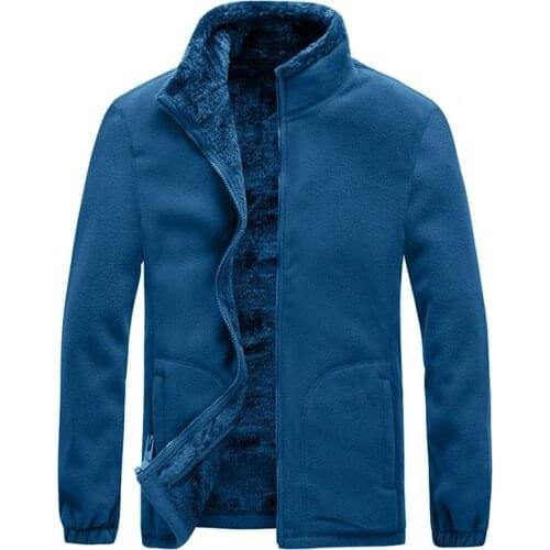Ele-choices Stand Collar Long Sleeve Men Jacket Fleece Zipper Closure Warm Jacket Coat Outerwear