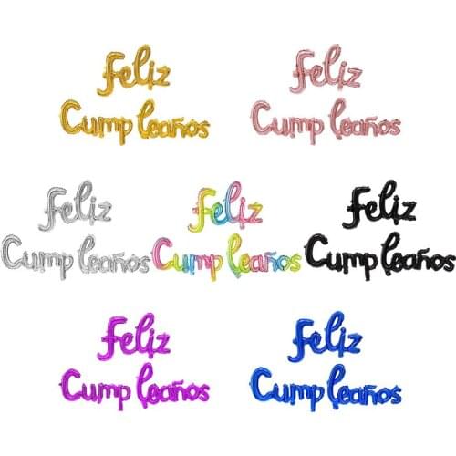 1Set Spanish Happy Birthday Alphabet Foil Balloon Conjoined Letter Birthday Party Decorations Kids Gifts Inflatable Air Balloons