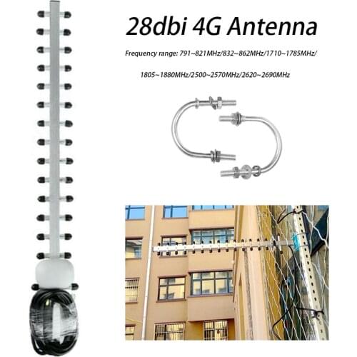 4G SMA Male Type Outdoor Directional 28dBi Wireless Yagi Antenna for Router Booster Amplifier Modem 1.5m 791-2690MHz