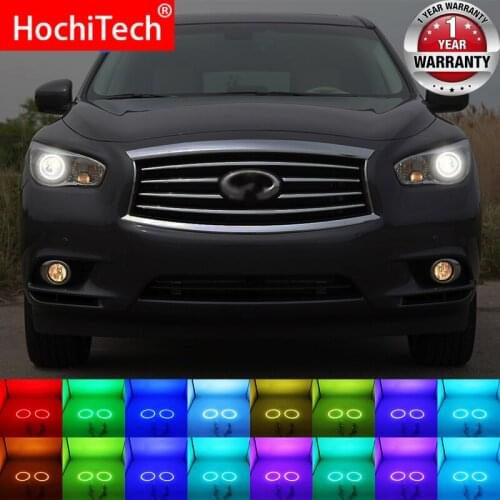 Latest Headlight Multi-color RGB LED Angel Eyes Halo Ring Eye DRL RF Remote Control for Infiniti JX35 2011 1012 2013 Accessories