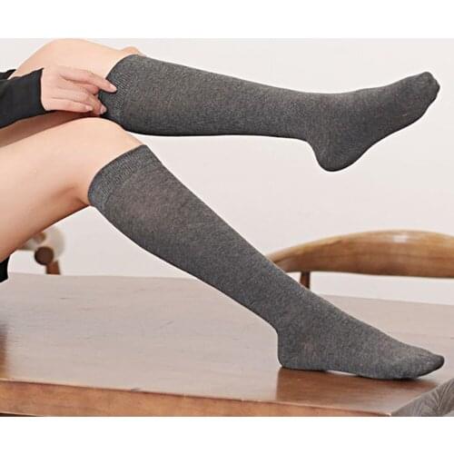 NEW Winter Women The Knee Socks Thigh High Stockings Opaque Warm Japanese School Student Stripe Long Sock For Girls Ladies Socks