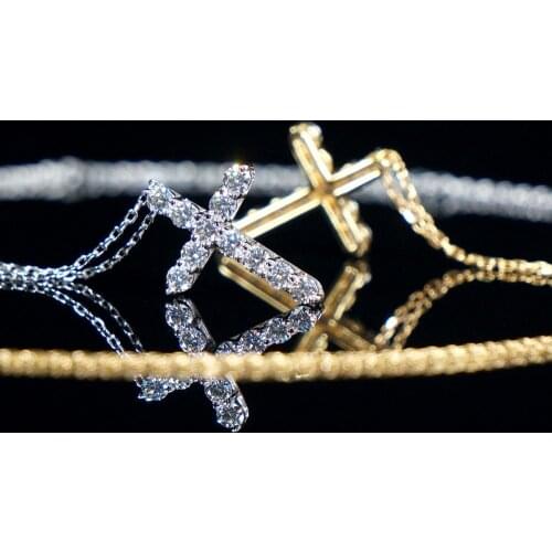 BOEYCJR 925 Silver D color 1.1ct 3mm Moissanite VVS1 Cross Pendant Necklace for Women or Men