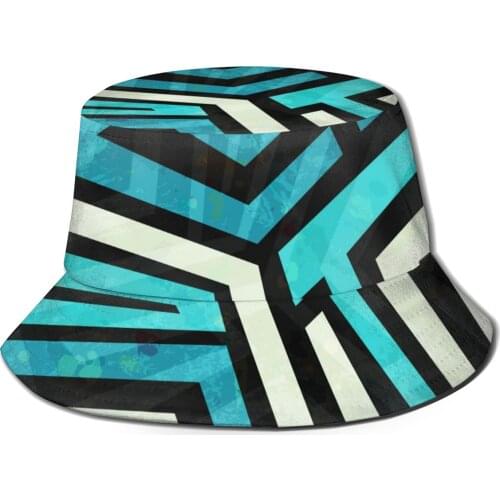 CINESSD Bucket Hat Unisex Bob Caps Hip Hop Gorros Blue Maze Grungetexture Summer Panama Cap Beach Sun Fishing Hat