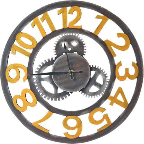 Industrial Wind Gear wall clock hollowed out Arabic numerals restaurant decorative clock wall clock 0769