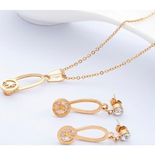 R&X Dubai Romantic Jewelry Sets Fashion Sieraden Sets For WomanBeads Necklace/earrings Stainless Steel Bridesmaid African Party