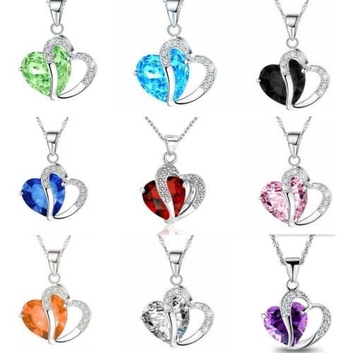 Romantic Crystal Heart shape Pendant necklaces For women Rhinestone chains Choker 2020 Fashion Love Jewelry