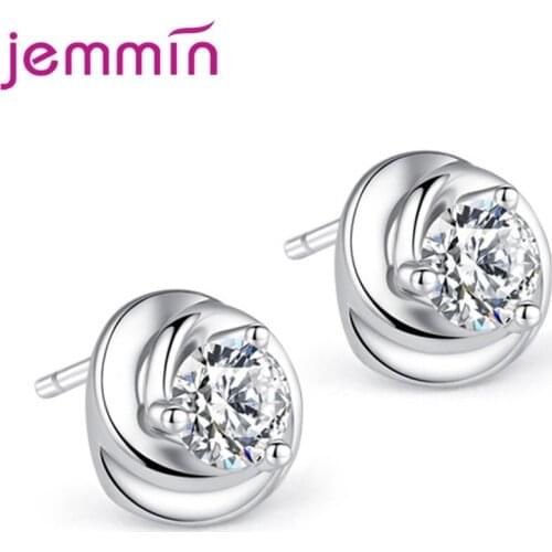 Korean Trend Romantic Flower Shape Stud Earrings Cubic Zirconia For Women Party 925 Sterling Silver Piercing Ear Jewelry