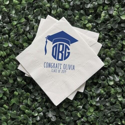 Graduation Cap and Monogram - Class of 2021 - Personalized Graduation Napkins | Personalized Graduation Napkins,Graduation dinne