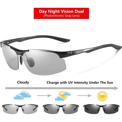 Sunglasses Men Fashion Day Glasses For Night Vision UV400 Photochromic Glasses for Driving Rimless Mens Polarized Sunglasses