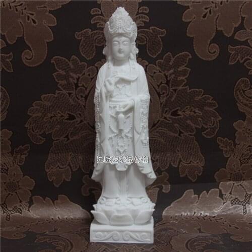 30cm HOME efficacious Talisman Protection fujian Mazu God Matsu Goddess of the Sea FENG SHUI white jade marble Carving statue