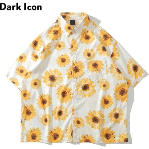 Dark Icon Floral Loose Style Hawaiian Shirt Plus Size Mens Shirt 2020 Summer Mens Clothing