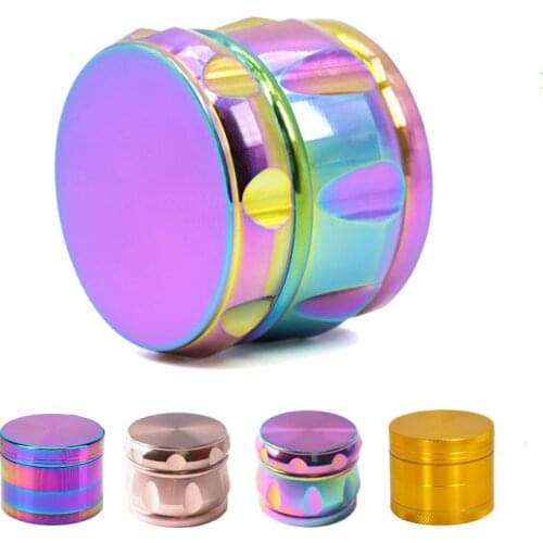 63mm 4 layers tobacco herb grinder rose gold rainbow metal aluminum zinc alloy for spice Smoking Pipe Accessories