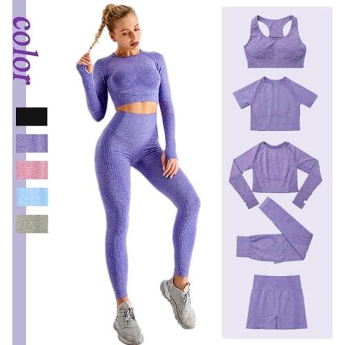Workout Clothes For Women Cropped Top Sport Bra High Waist Seamless Leggings Biker Shorts Freedom Combination Yoga Pants Gym Set