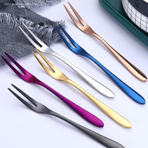 Fruit Fork Luxury Stainless Steel Cake Dessert Fork Mini Fork Salad Flatware Fork Two-tine Fork Table Fork Cutlery Kitchen Tools