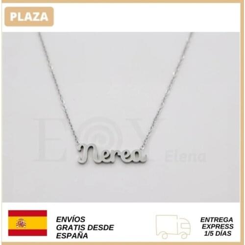 Collar De Acero Inox Con Nombre De Nerea Color Plata Alta Calidad Envió Desde España