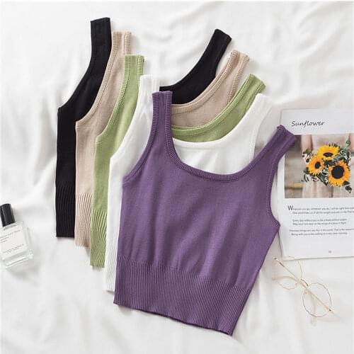 Women Tanks Tops 2021 Summer Knitted Small Tank Top Vest Female Camis Crop Top For Women