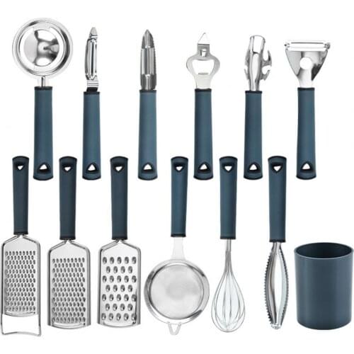 1 set Stainless Steel Cooking Utensils 13Pcs Kitchen Utensil Set Non-stick Spatula Wooden Handle with Storage Box Kitchen Tools