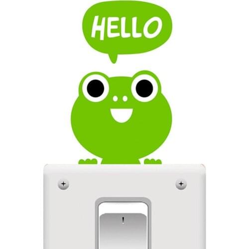 1* Cartoon Frog Wall Stickers Wallpaper Removable Green Frog Switch Stickers For Kids Room
