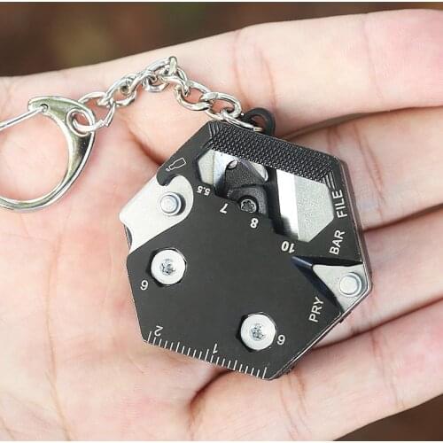 1 Pcs Multifunctional Hexagon Coin Pocket Knife Folding Knife Outdoor Tool Mini Screwdriver Tool Stainless Steel Keychain