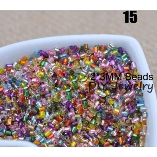 16g 1000pcs 2*3mm Mix Color Silver Lined Tube Loose Spacer Beads Cezch Glass Seed Beads Handmade Jewelry Make DIY Garment Bead