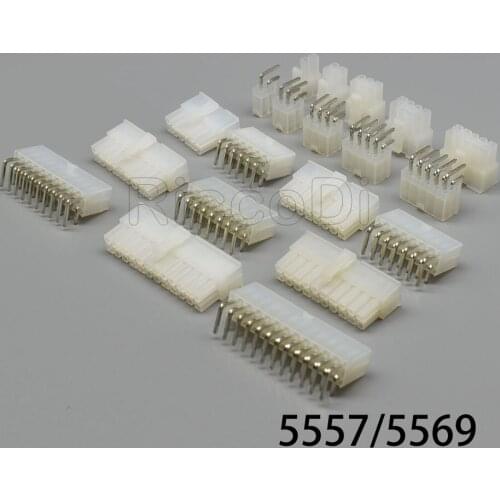 2-5SET 2 4 6 8 10 12 14 16 18 20 24pin 5557 5569 right angle connector wire to PCB board connector Mini-Fit Jr. Power Connectors