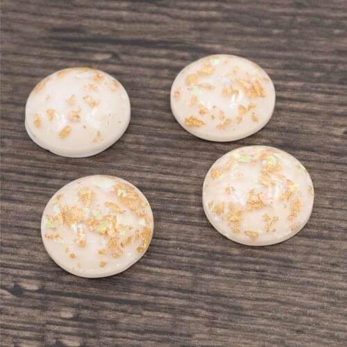 20mm 10pcs/Lot New Fashion White Color Built-in metal foil Flat back Resin Cabochons Cameo-V6-06