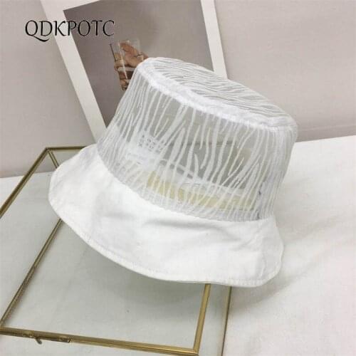 2021 Hat Summer New Women Cotton Bucket Hats Fashion Patchwork Breathable Simplicity Shading Sun Protection Basin Cap QDKPOTC