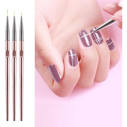 3Pcs/Set Nail Art Drawing Pen Hook Flower Carving Nail Pen Rose Gold Beauty Makeup Manicure Tool