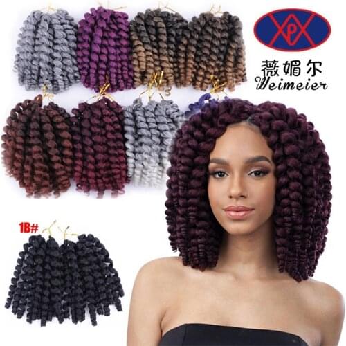 8" Jumpy Wand Curl Twist Janet Crochet Hair Marley Twist Bounce Braid Hair Extension Ombre Color T1B/27 Free Shipping
