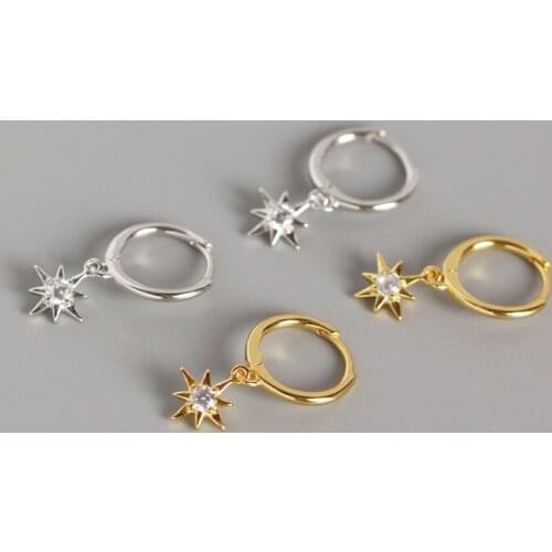 925 Sterling Silver Tassel Star Charm Bead Piercing Stud Earring For Women Girls Jewelry Pendientes Accessories eh1378