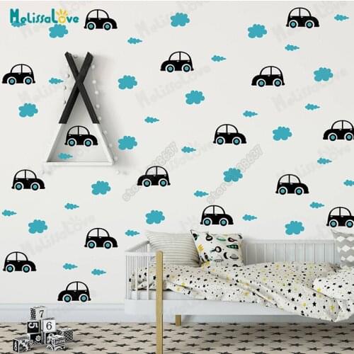 Car And Cloud Wall Decals Sticker Boys Nursery Decor Vinyl Removable DIY Wall Stickers Bedroom Art Mural Sticker JW571
