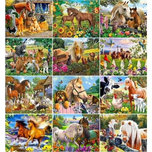 AZQSD DIY Oil Painting By Numbers Canvas Animal Home Decoration Adult Pictures By Numbers 40x50cm Horse Handpainted Gift