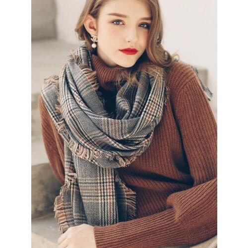 Designer Plaid Women Scarf Wool Houndstooth Warm Lambwool Autumn Winter Scarves shawls luxury brand neck bandana pashmina Warps