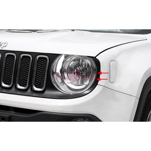 For Jeep Renegade Headlight Cover Front Lamp Overlay Frame Protector 2016 2017 2018 Chrome Car Styling Accessories