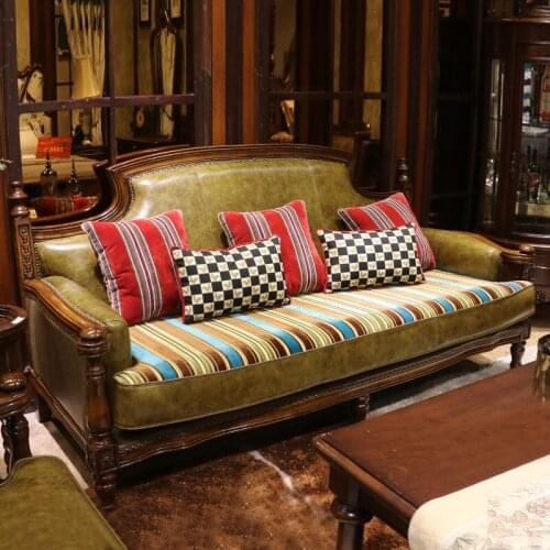 European Style Leather Sofa for Living Room Factory Direct Sale American Leather All Solid Wood Frame Sofa Top Layer Leather