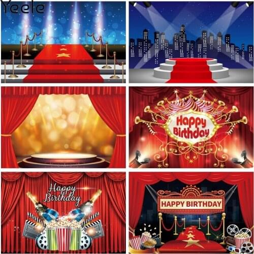 Yeele Hollywood Photocall Birthday Backdrop Red Curtain Stage Baby Portrait Background Photographic Photography For Photo Studio