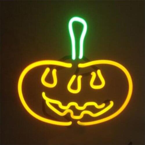 Halloween Yellow Pumpkin Custom Handmade Real Glass Tube Store Shop Bar KTV Club Home Decoration Display Gift Neon Sign 16"X16"