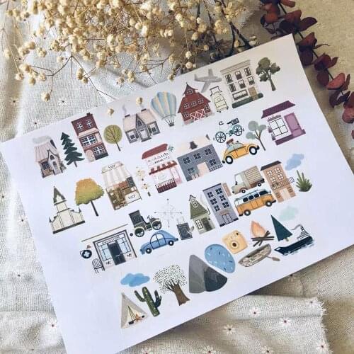 Vintage Go To Travel Washi Tapes Bullet Journal Masking Tape Adhesive Tape DIY Scrapbooking Washi Stickers