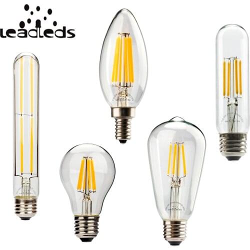 Edison Bulb LED E26 Tubular 3000K E27 E14 T10 T30 E12 Mini A19 C35 A60 ST21 4W 6W 8W Dimmable Warm White Incandescent lighting