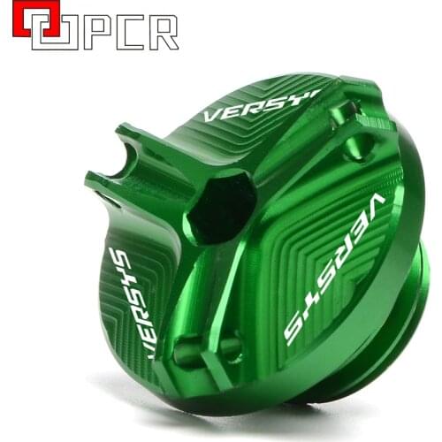 LOGO Versys Motorcycle CNC M20*2.5 Aluminum Engine Oil Filter Cup Plug Cover For Kawasaki Versys 650 1000 versys650