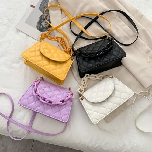 Women Candy Chain Crossbody Bag PU Leather Shoulder Female Travel Handbag