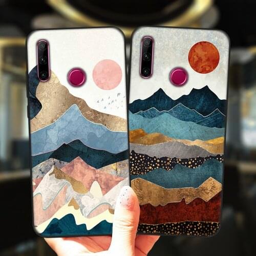 Fashion Abstract Art Pattern Black Phone Case For Huawei Honor 20 Lite 10i 20i 30i 9 10 30 10X Lite Pro 9X 8X Silicone Cover